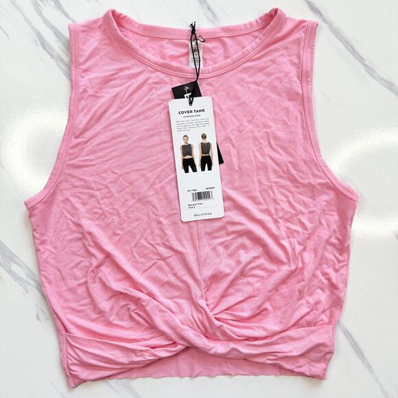 NWT Alo Yoga Cover Tank Twist Front Soft Cropped Sleeveless Athletic Pink Top S - Picture 2 of 10